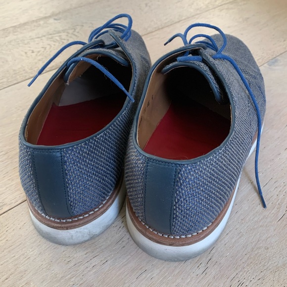 Grenson Blue Canvas Oxfords - Picture 2 of 8